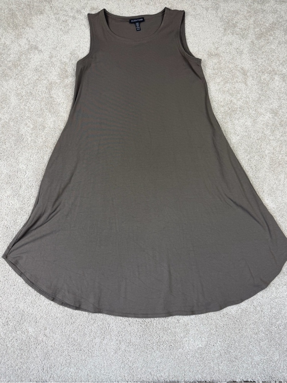 Eileen Fisher Sleeveless Jersey‎ Swing Dress in Taupe Size XS